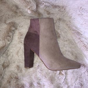 Purple color block booties